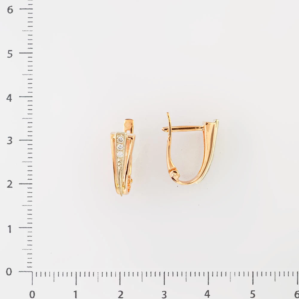 Серьги с бриллиантом из красного золота 585 пробы