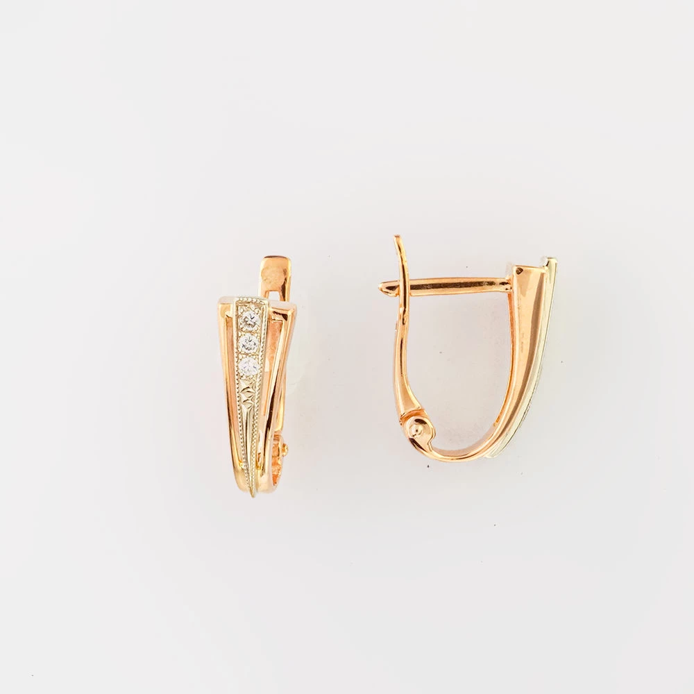 Серьги с бриллиантом из красного золота 585 пробы