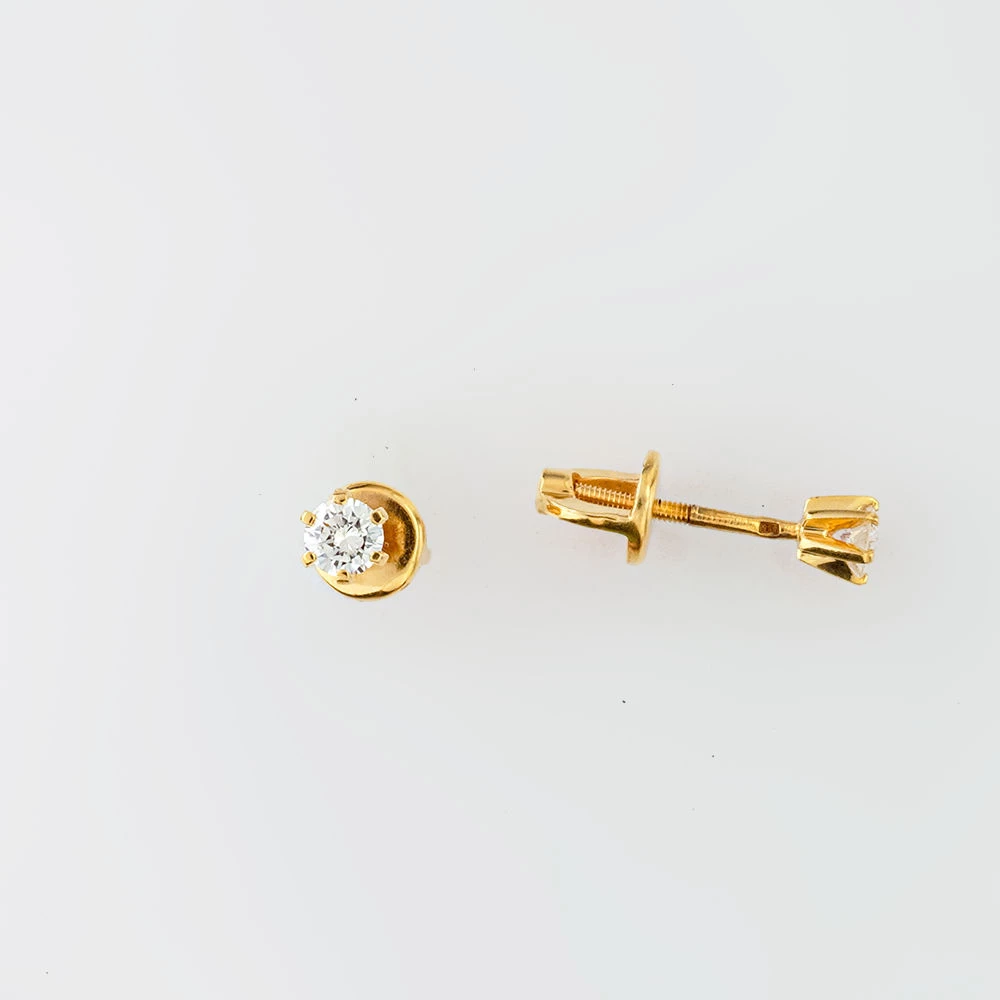 Серьги с бриллиантом из желтого золота 585 пробы