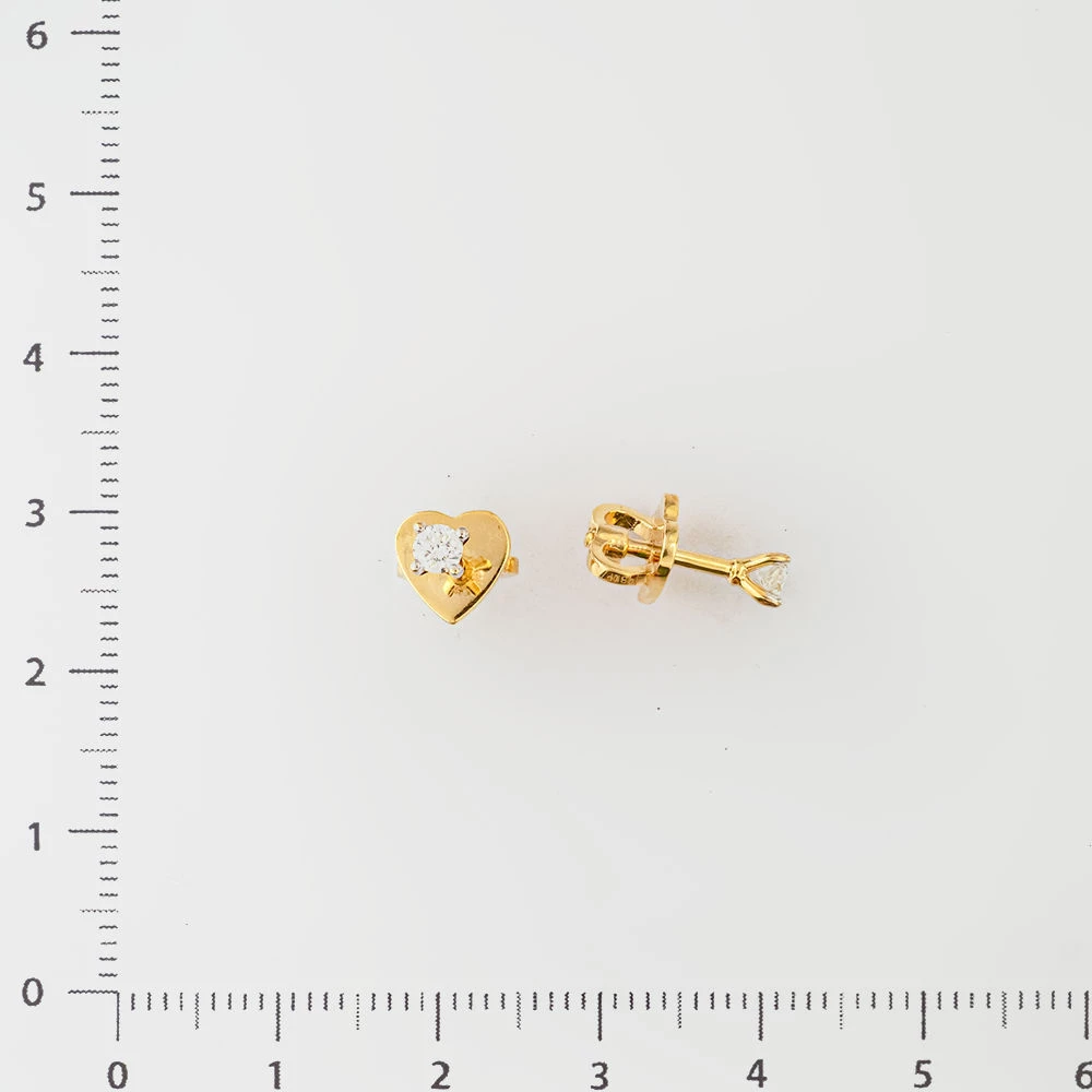 Серьги с бриллиантом из желтого золота 585 пробы