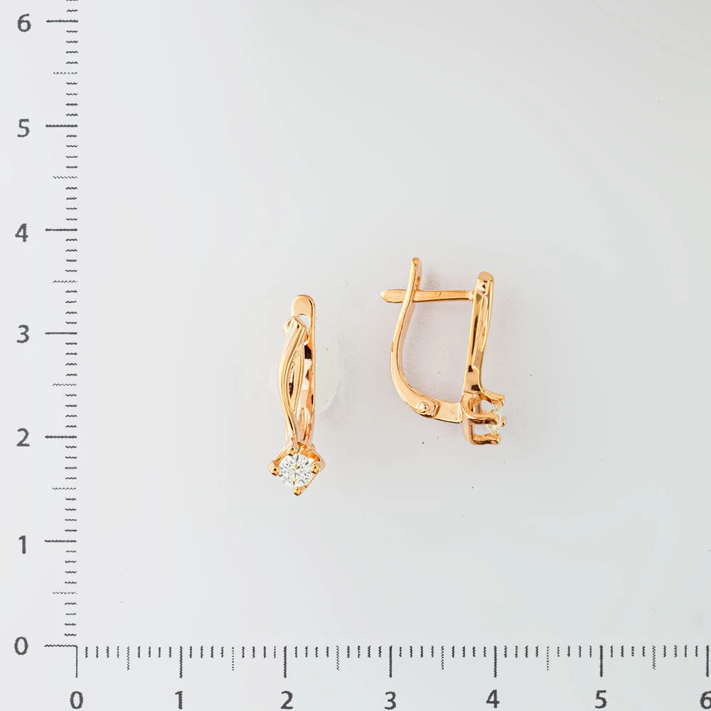 Серьги с бриллиантом из красного золота 585 пробы