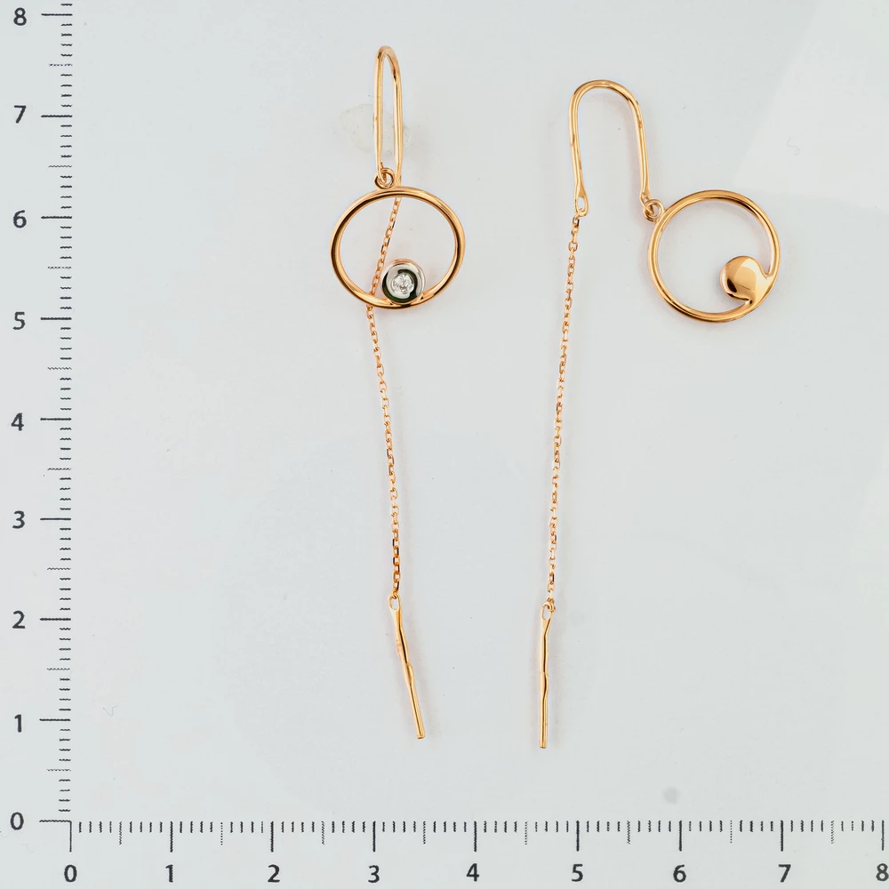 Серьги с бриллиантом из красного золота 585 пробы