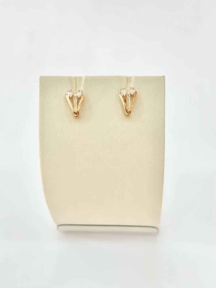 Серьги с фианитом из красного золота 585 пробы