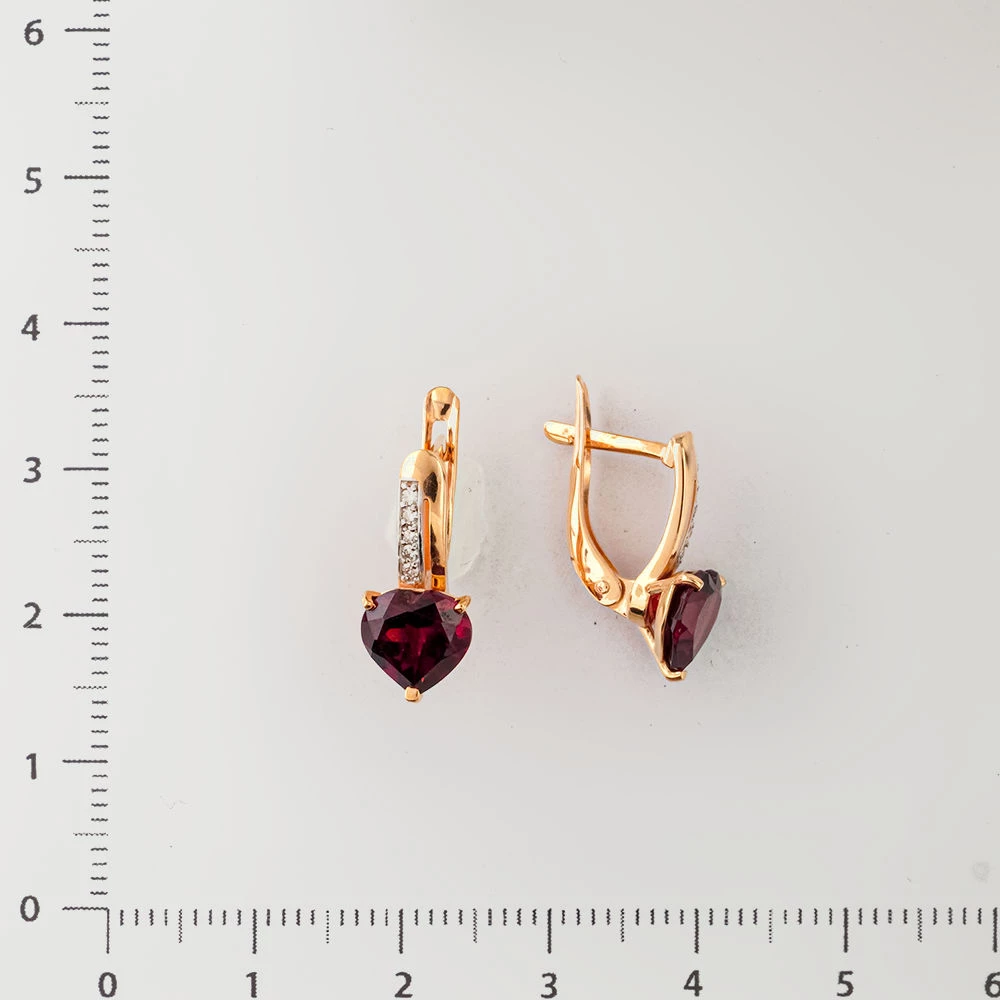 Серьги с гранатом из красного золота 585 пробы