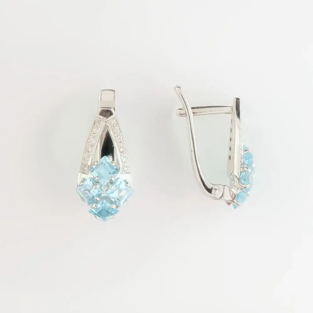 Серьги с топазом из белого золота 585 пробы