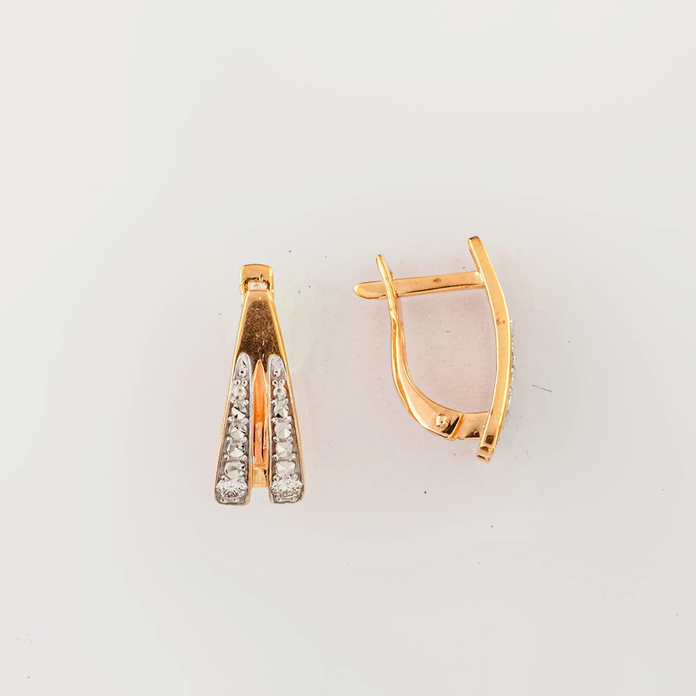 Серьги с бриллиантом из красного золота 585 пробы