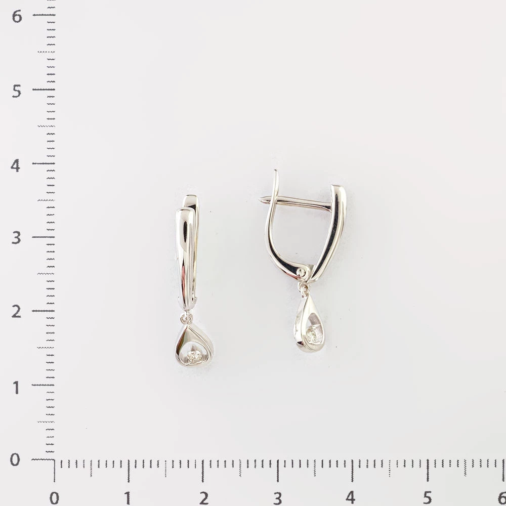 Серьги с бриллиантом из белого золота 585 пробы