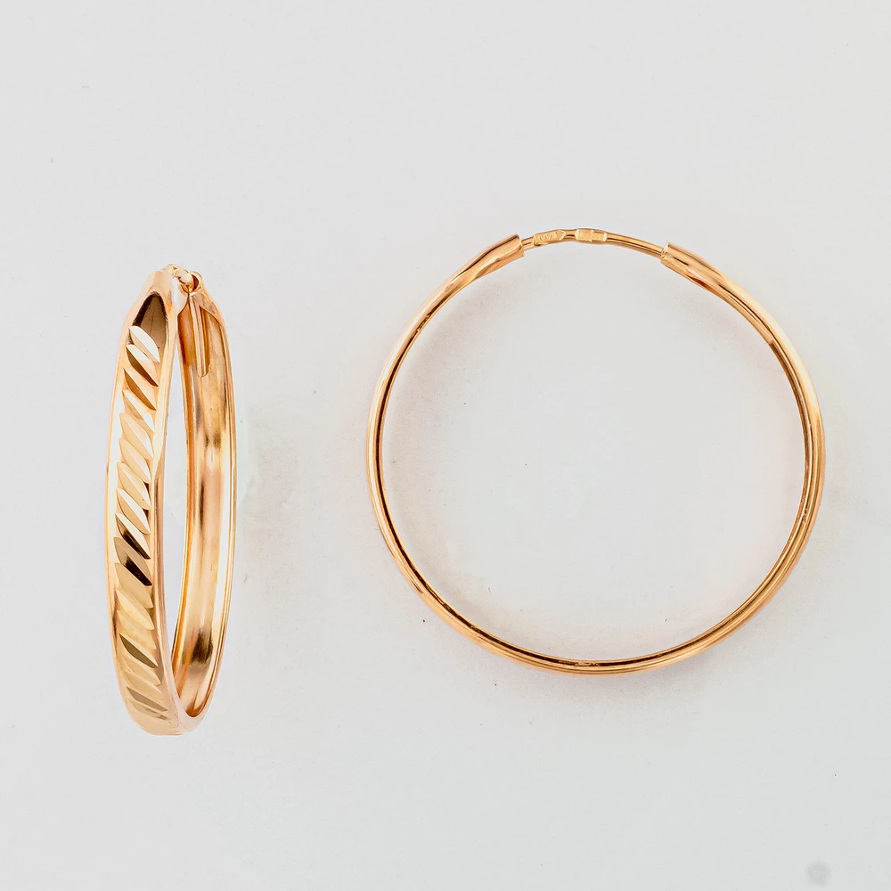 Серьги конго из красного золота 585 пробы