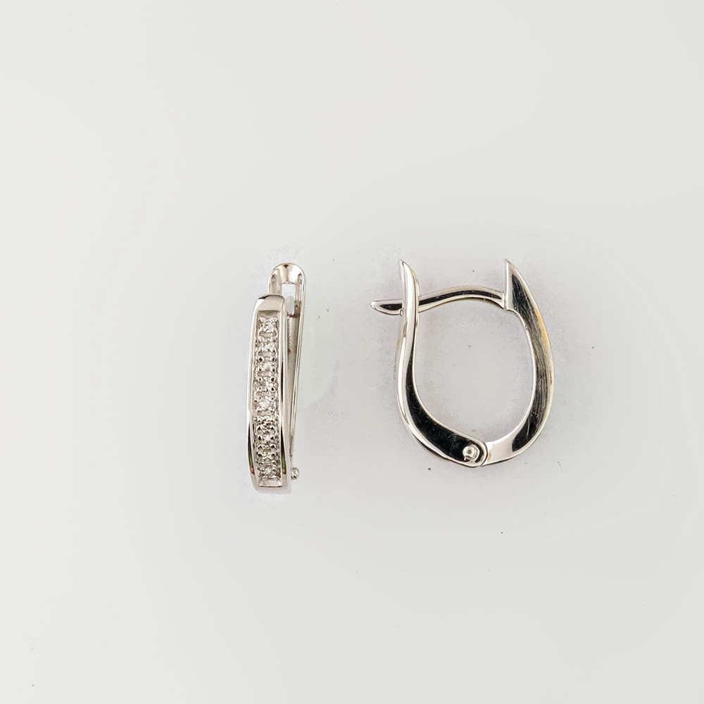 Серьги с бриллиантом из белого золота 585 пробы