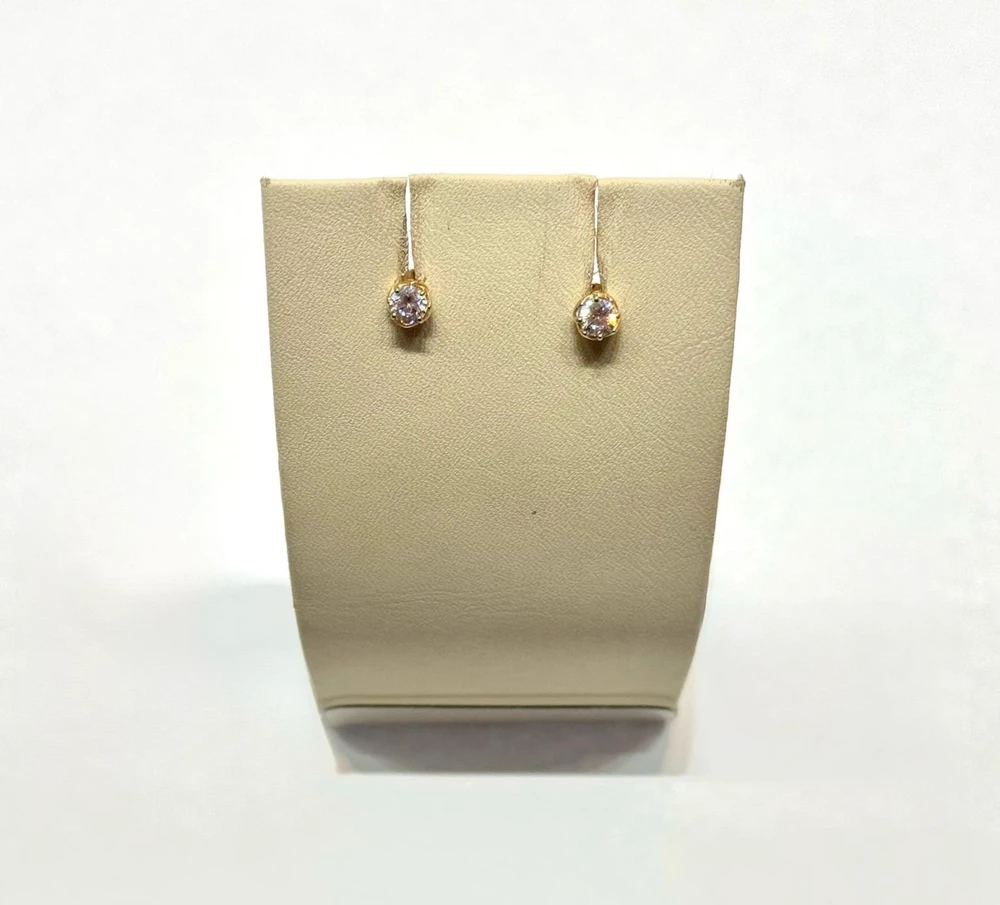 Серьги с фианитом из красного золота 585 пробы