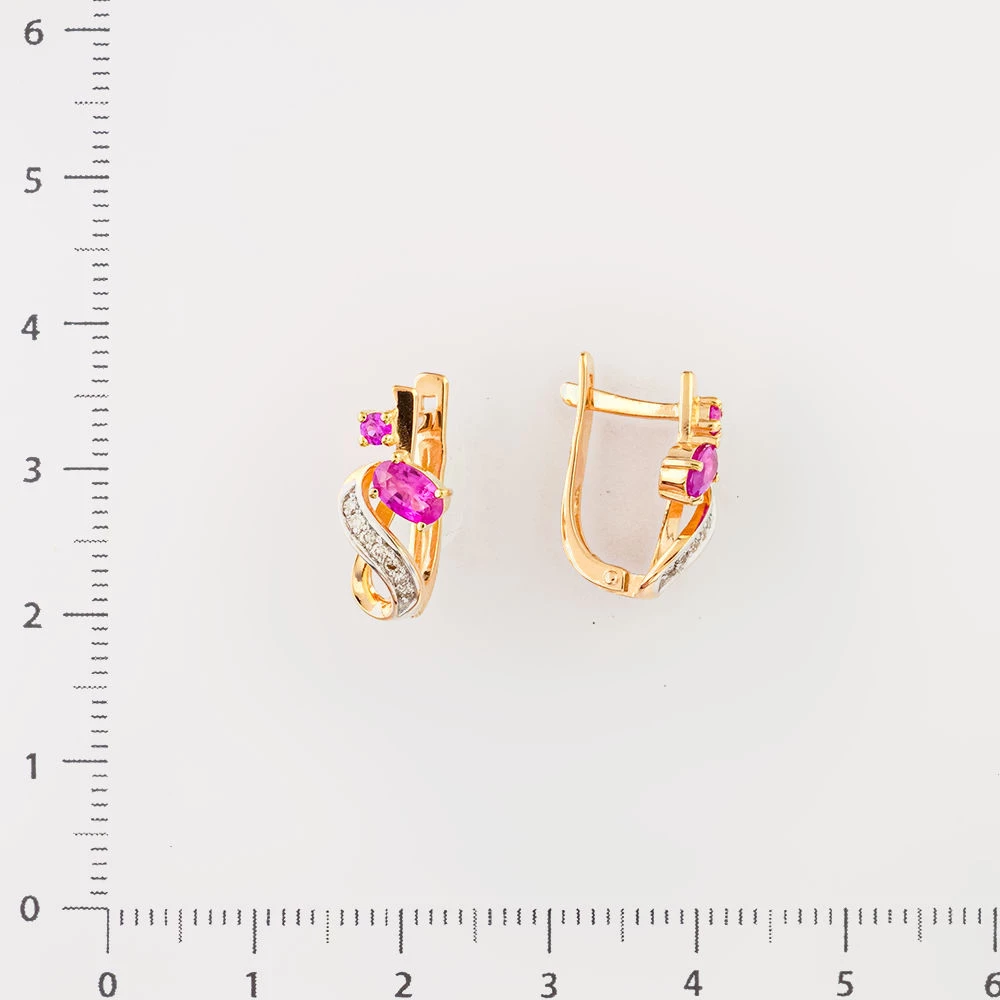 Серьги с рубином из красного золота 585 пробы