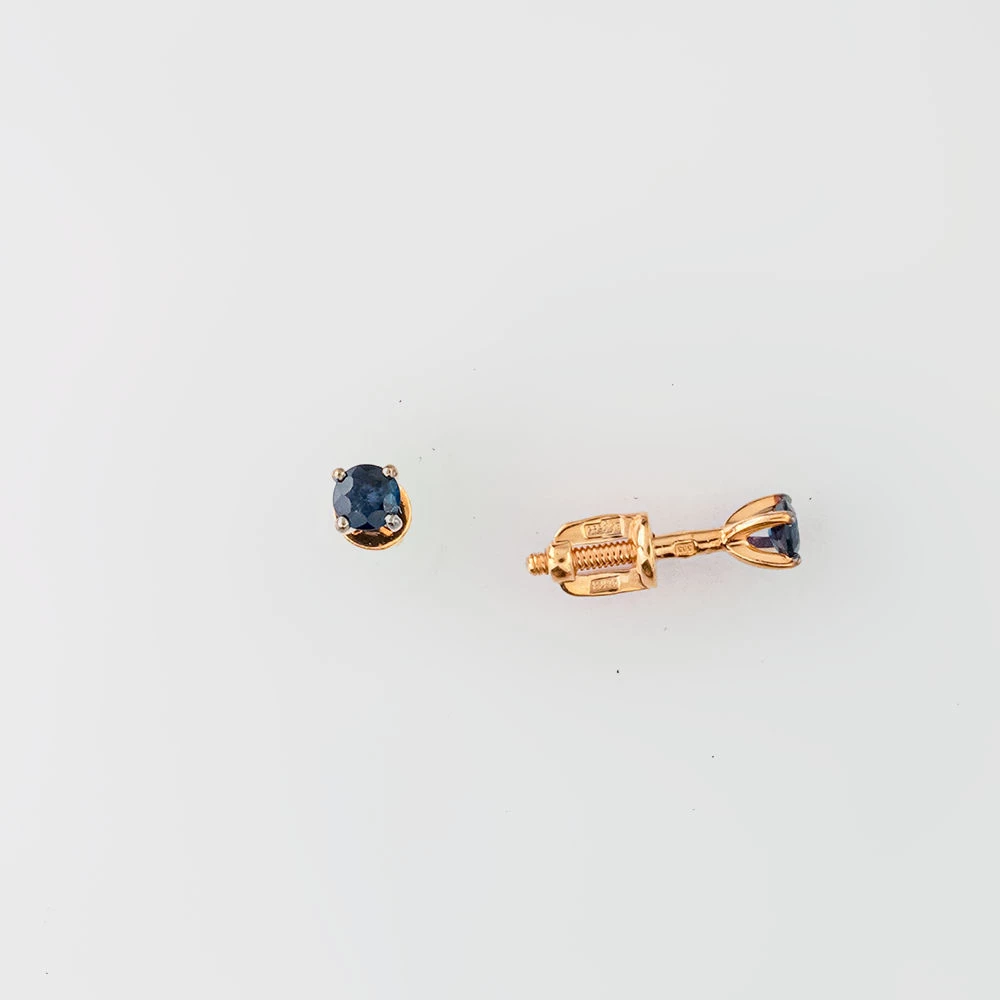 Серьги с сапфиром из красного золота 585 пробы