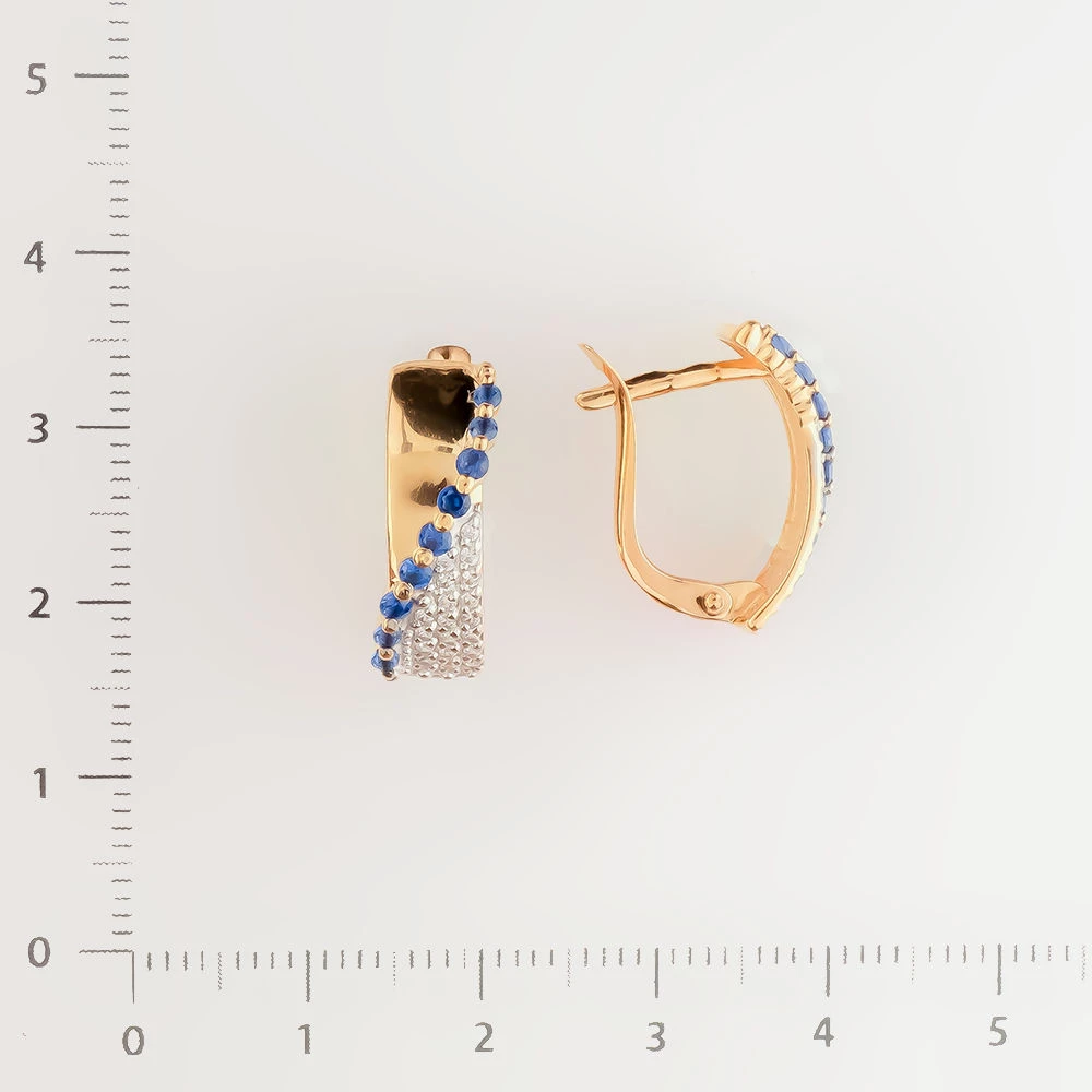 Серьги с фианитом из красного золота 585 пробы