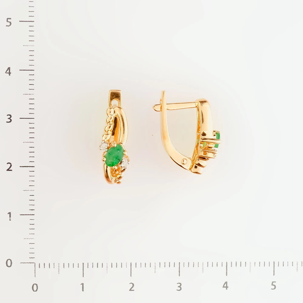 Серьги с изумрудом из красного золота 585 пробы
