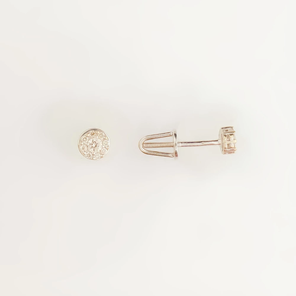 Серьги с бриллиантом из белого золота 585 пробы