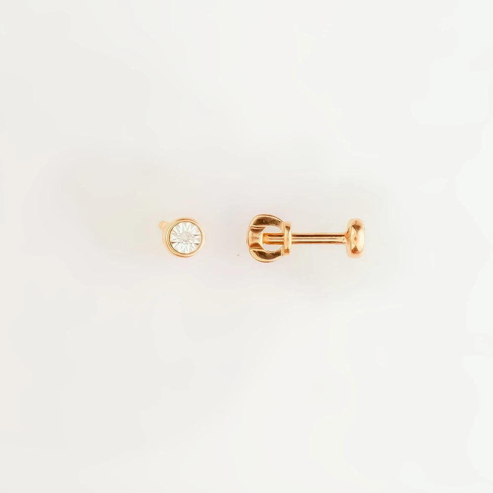 Серьги с бриллиантом из красного золота 585 пробы