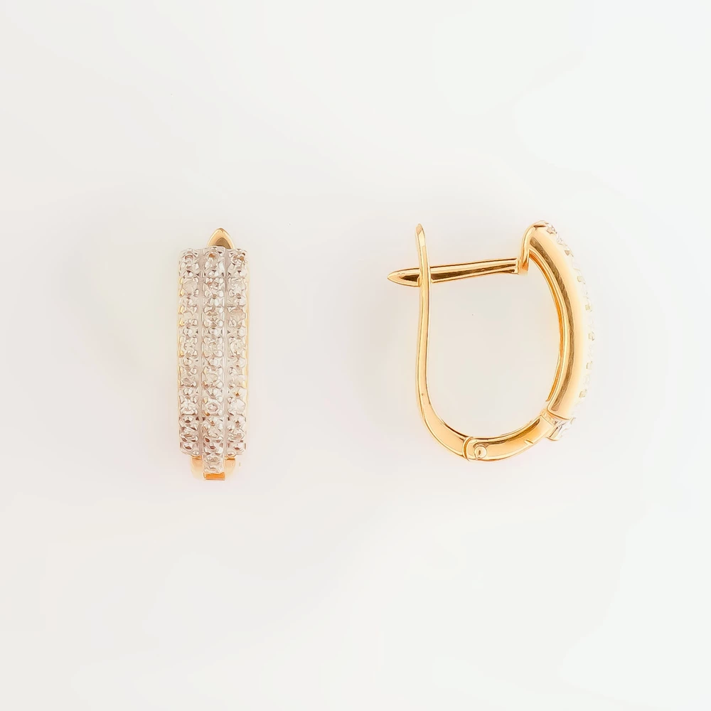 Серьги с бриллиантом из красного золота 585 пробы