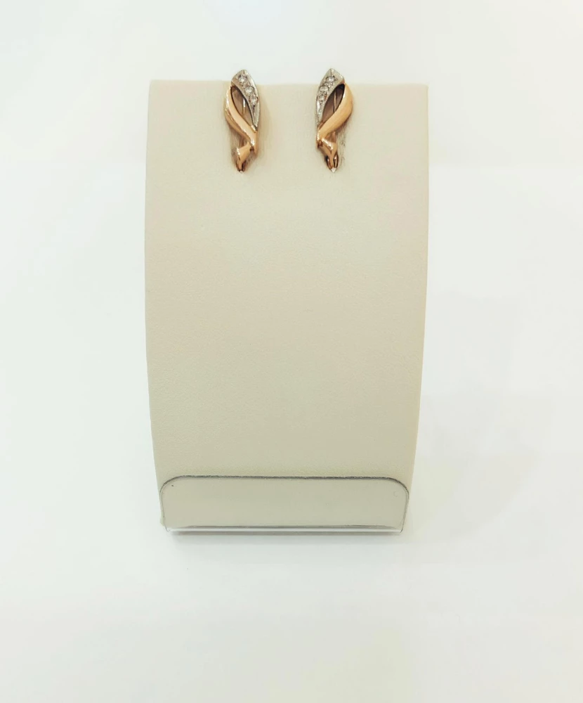 Серьги с бриллиантом из красного золота 585 пробы