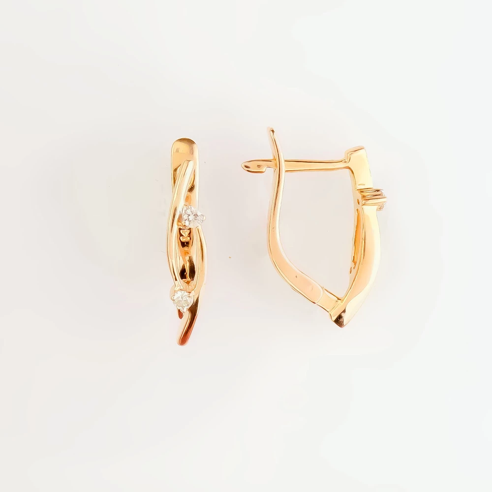 Серьги с бриллиантом из красного золота 585 пробы