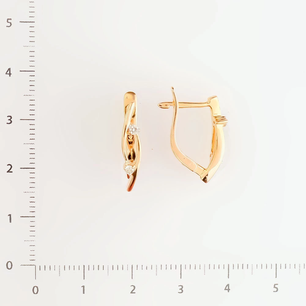 Серьги с бриллиантом из красного золота 585 пробы