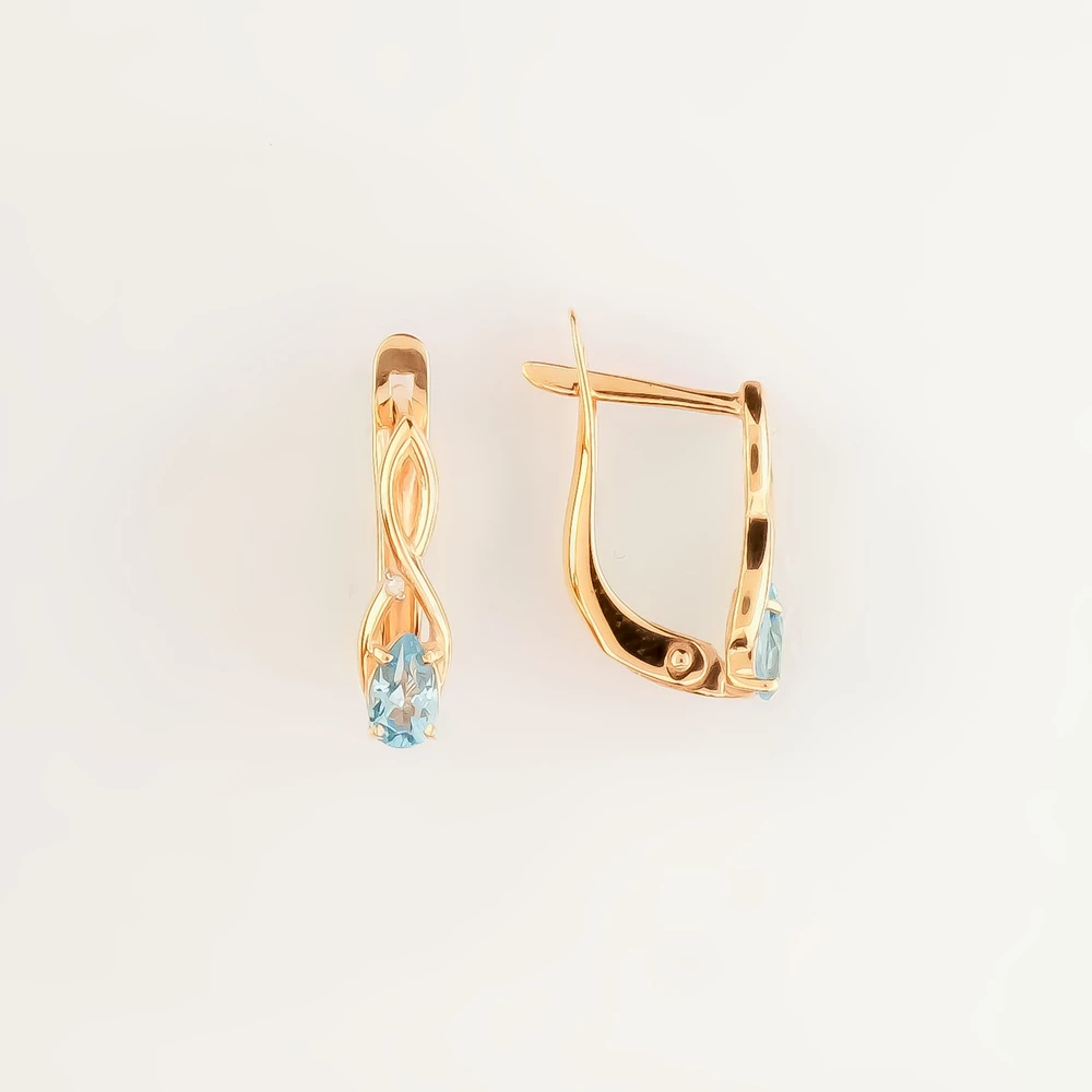 Серьги с топазом из красного золота 585 пробы