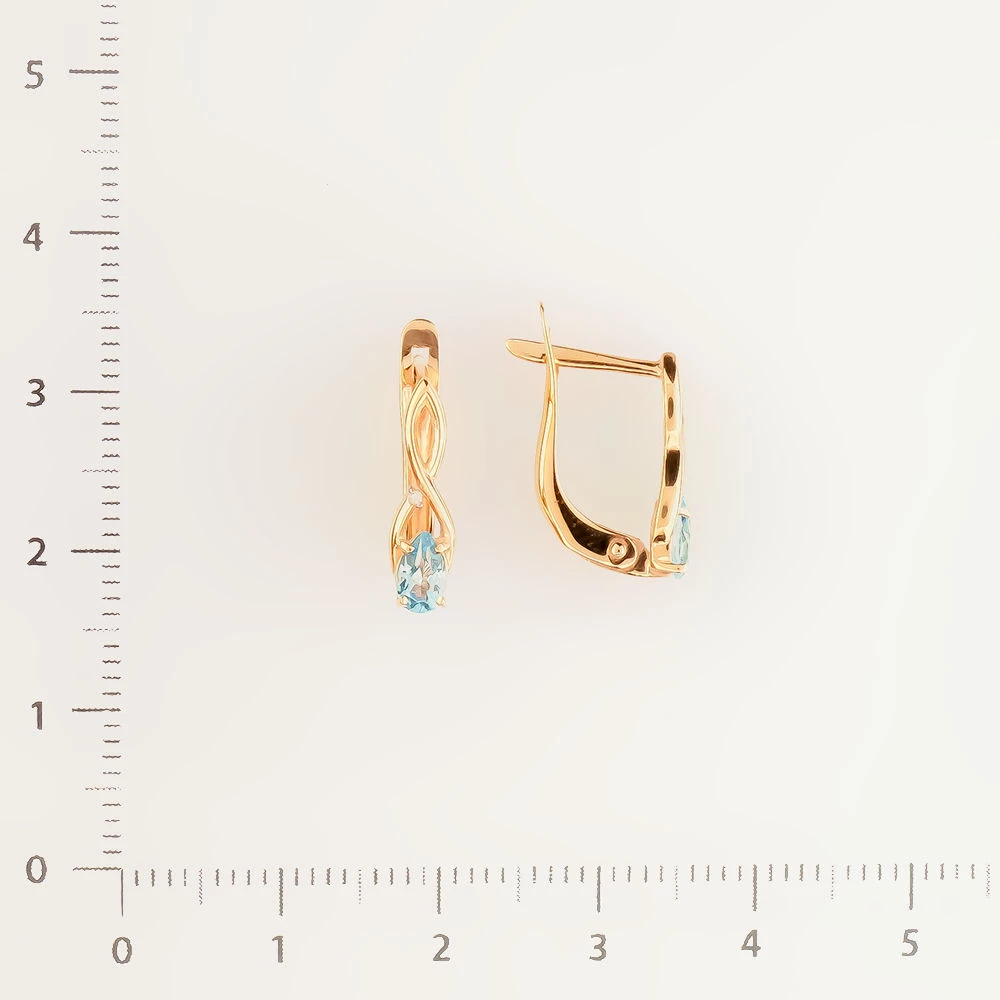 Серьги с топазом из красного золота 585 пробы