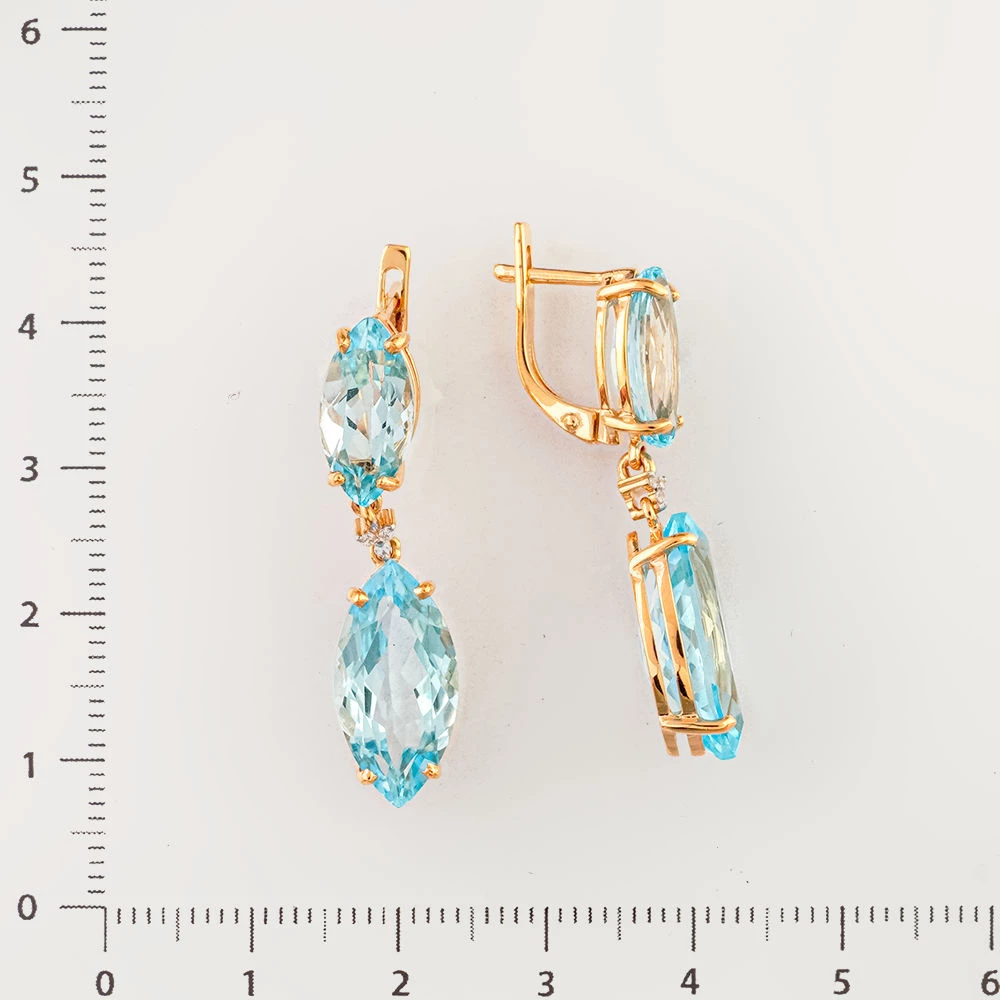 Серьги с топазом из красного золота 585 пробы