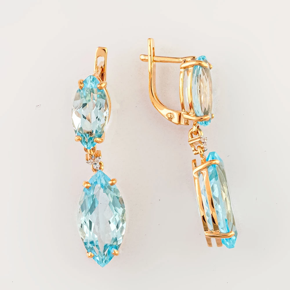 Серьги с топазом из красного золота 585 пробы