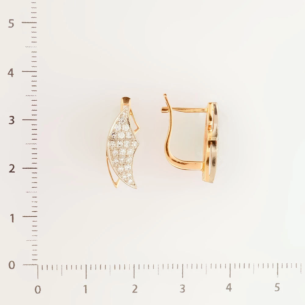 Серьги с бриллиантом из красного золота 585 пробы