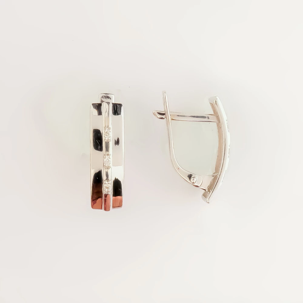 Серьги с бриллиантом из белого золота 585 пробы