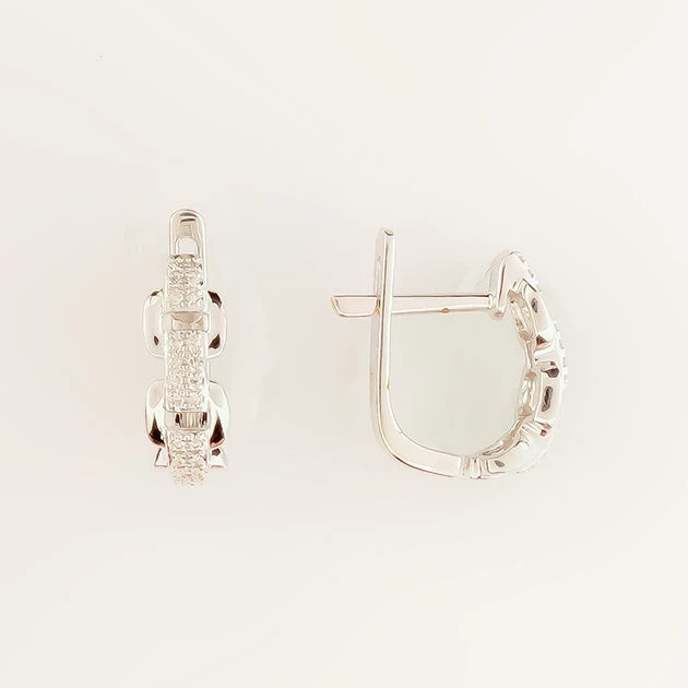 Серьги с бриллиантом из белого золота 585 пробы