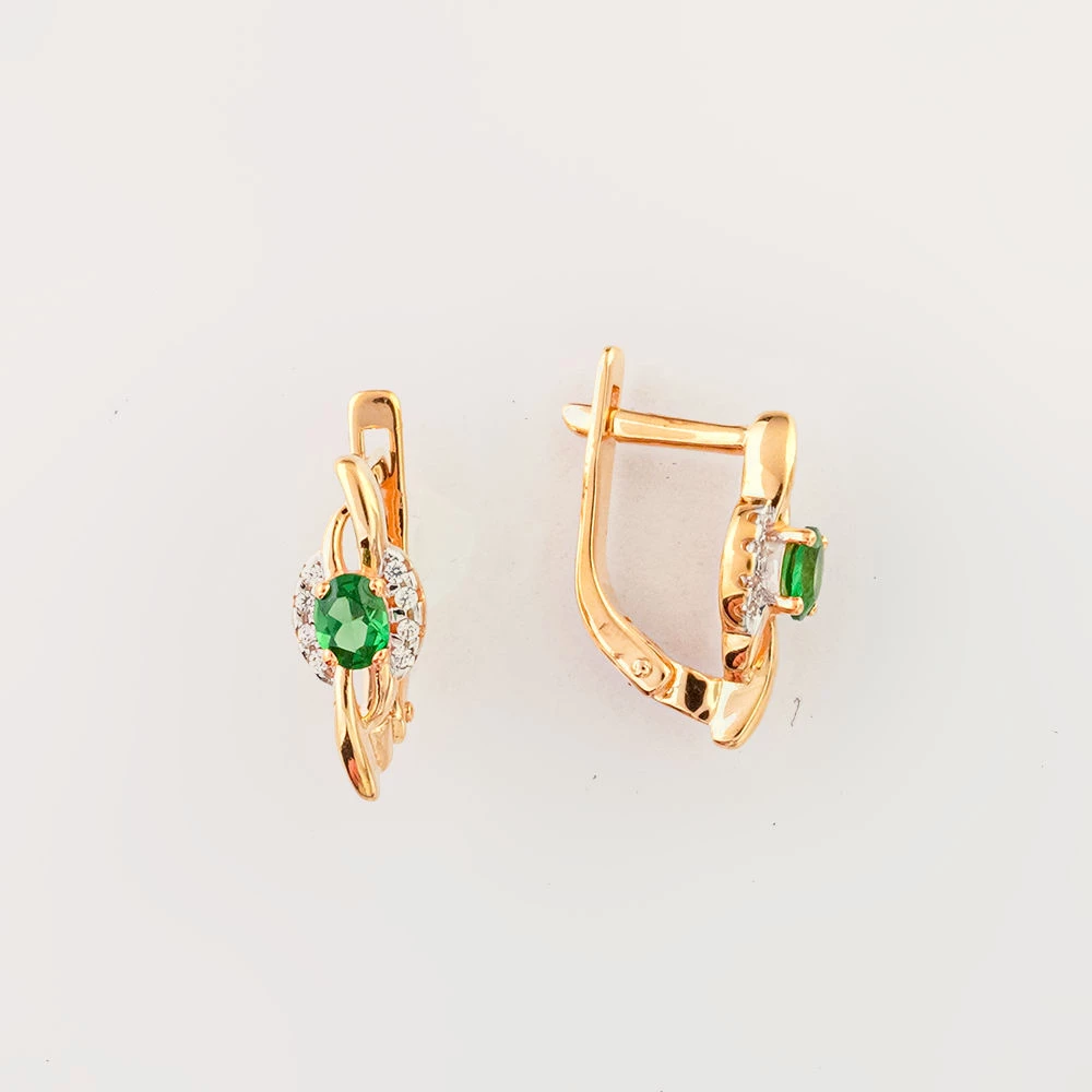 Серьги с ситаллом из красного золота 585 пробы
