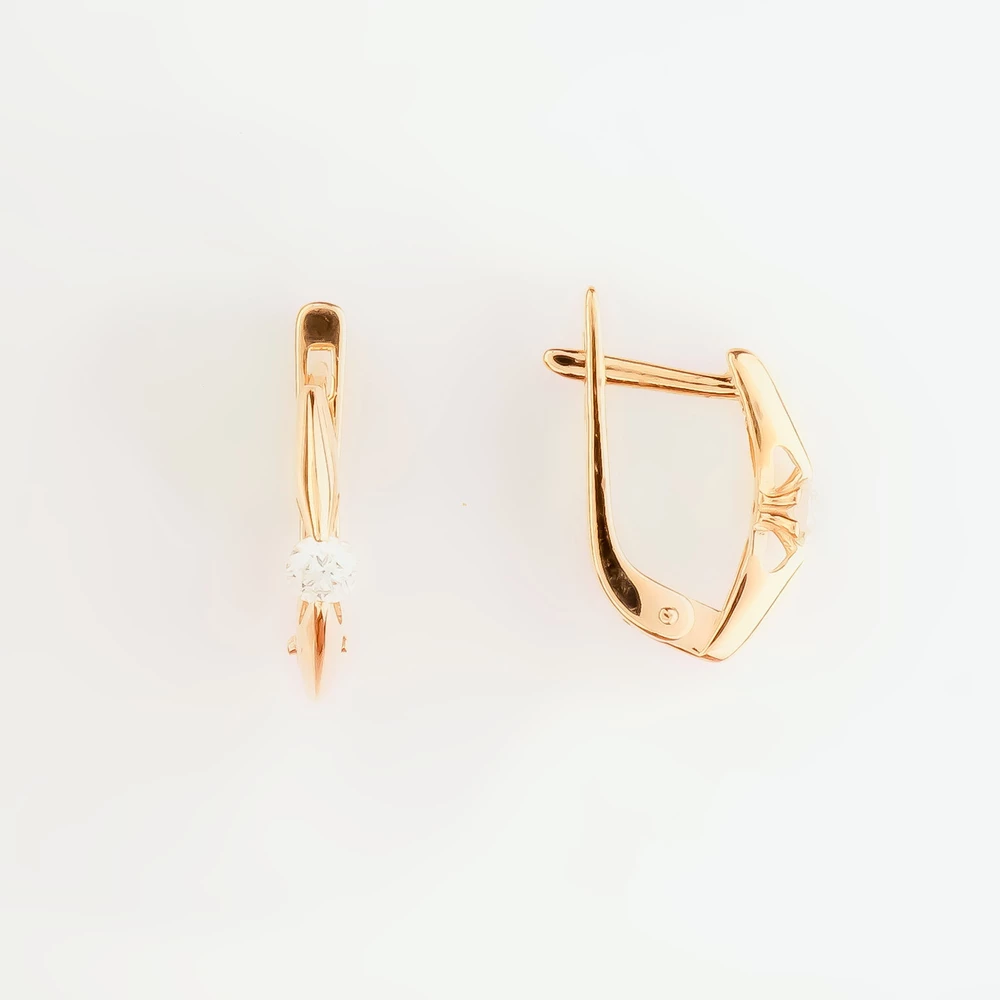 Серьги с бриллиантом из красного золота 585 пробы