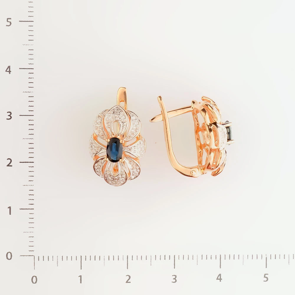 Серьги с сапфиром из красного золота 585 пробы
