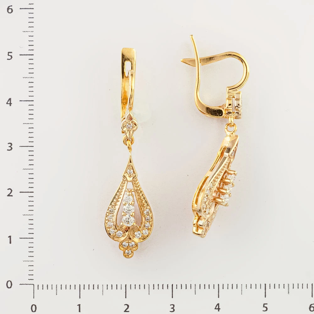 Серьги с бриллиантом из красного золота 585 пробы