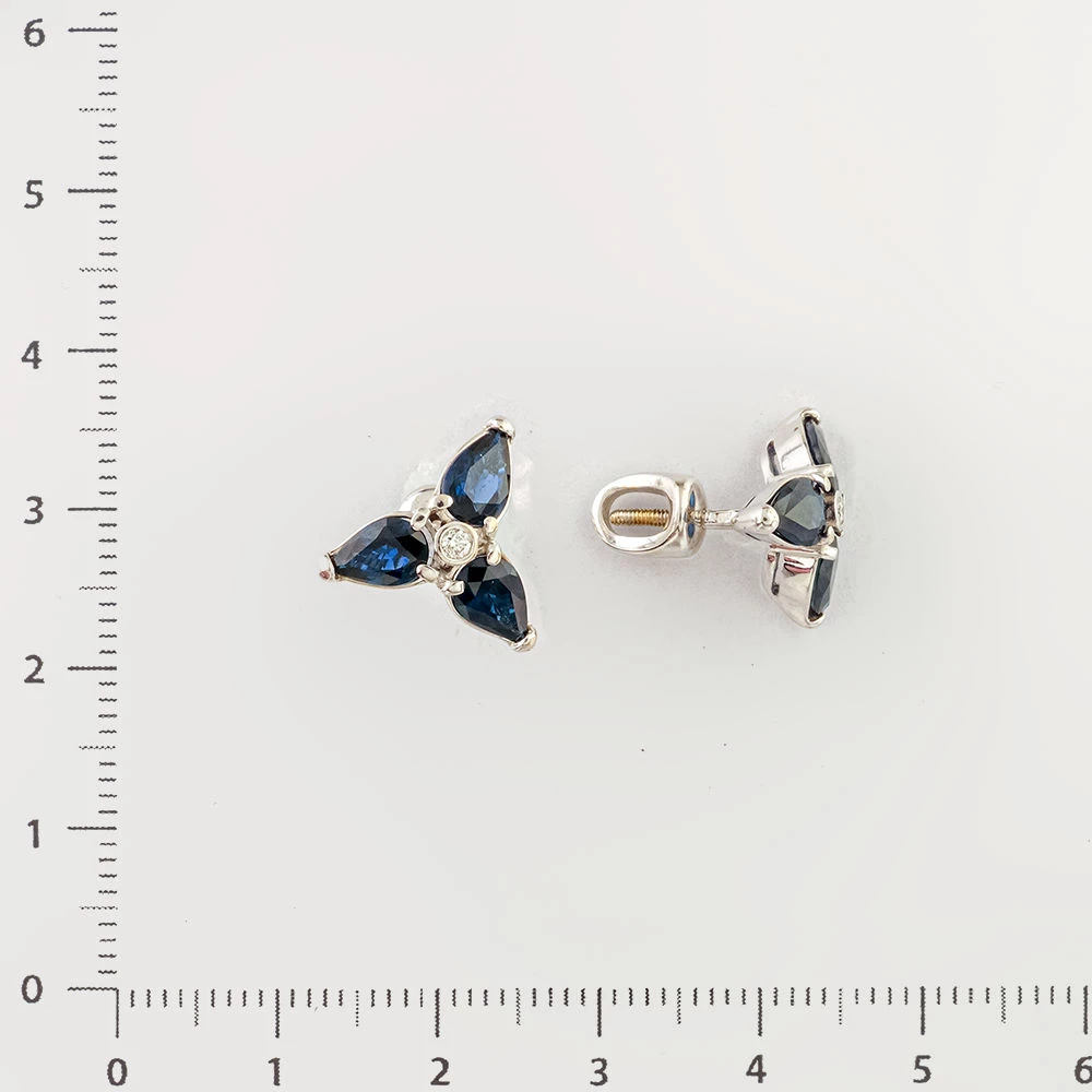 Серьги с сапфиром из белого золота 585 пробы