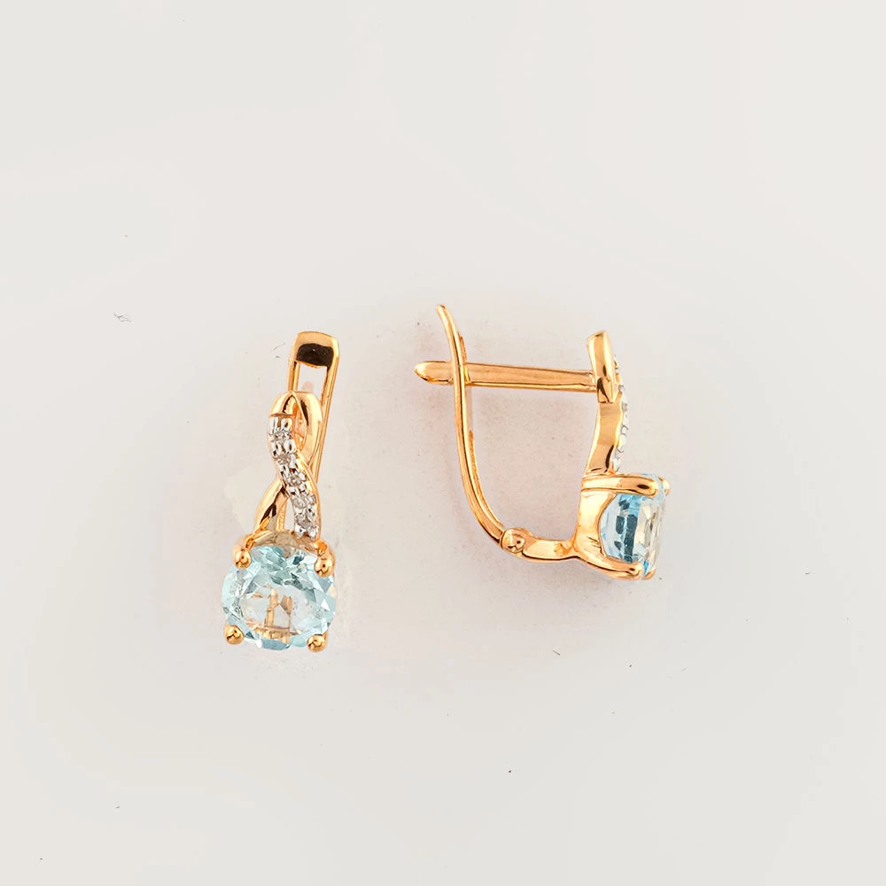 Серьги с топазом из красного золота 585 пробы