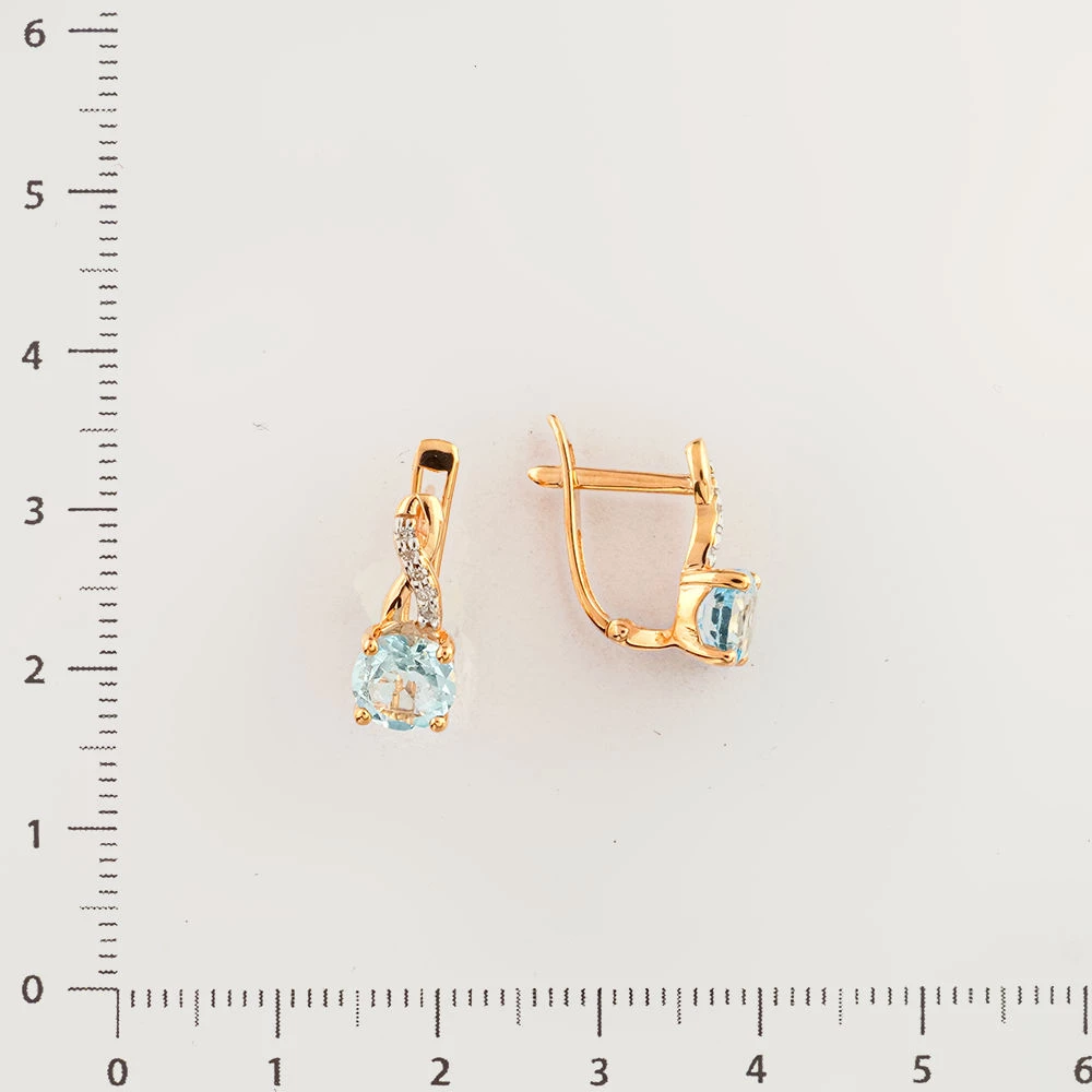 Серьги с топазом из красного золота 585 пробы