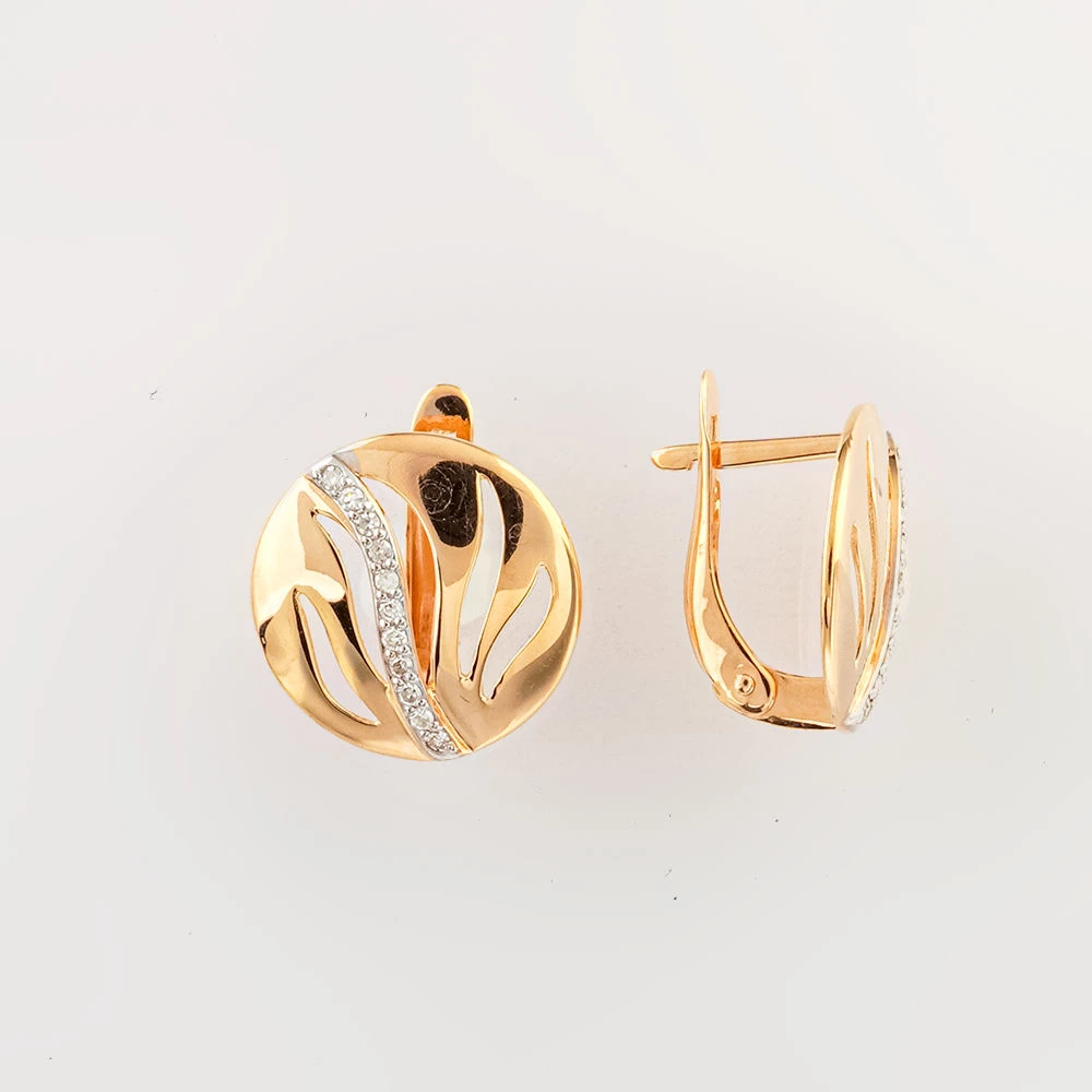 Серьги с бриллиантом из красного золота 585 пробы