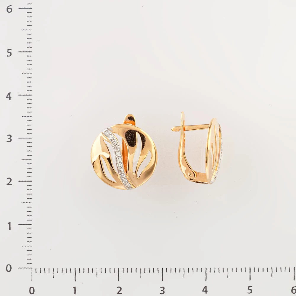 Серьги с бриллиантом из красного золота 585 пробы