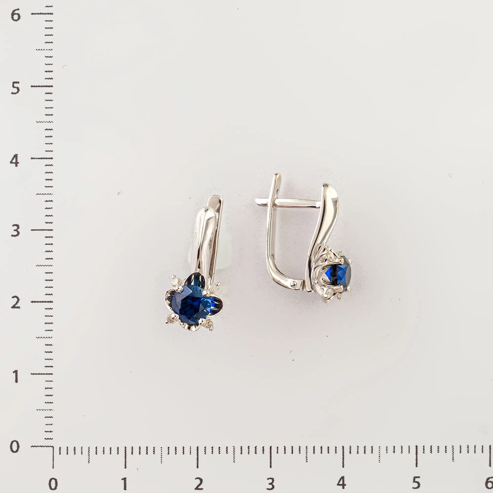 Серьги с сапфиром синтетическим из белого золота 585 пробы