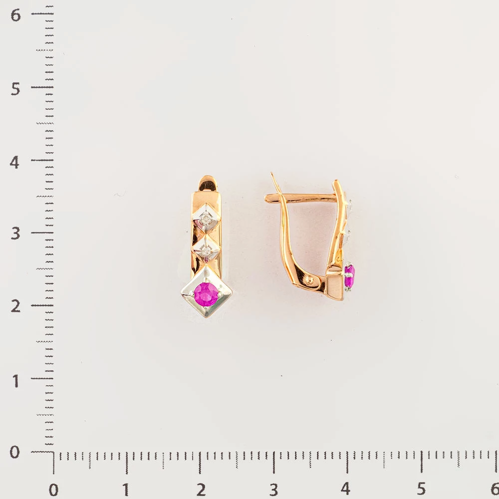 Серьги с рубином из красного золота 585 пробы