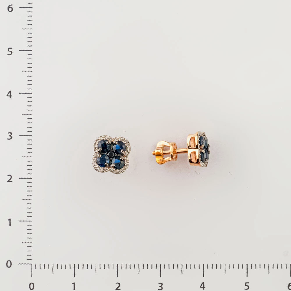 Серьги с сапфиром из красного золота 585 пробы