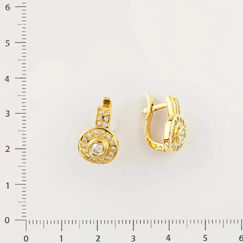 Серьги с бриллиантом из желтого золота 585 пробы