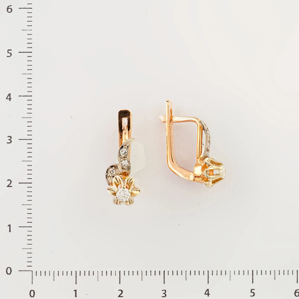 Серьги с бриллиантом из красного золота 583 пробы