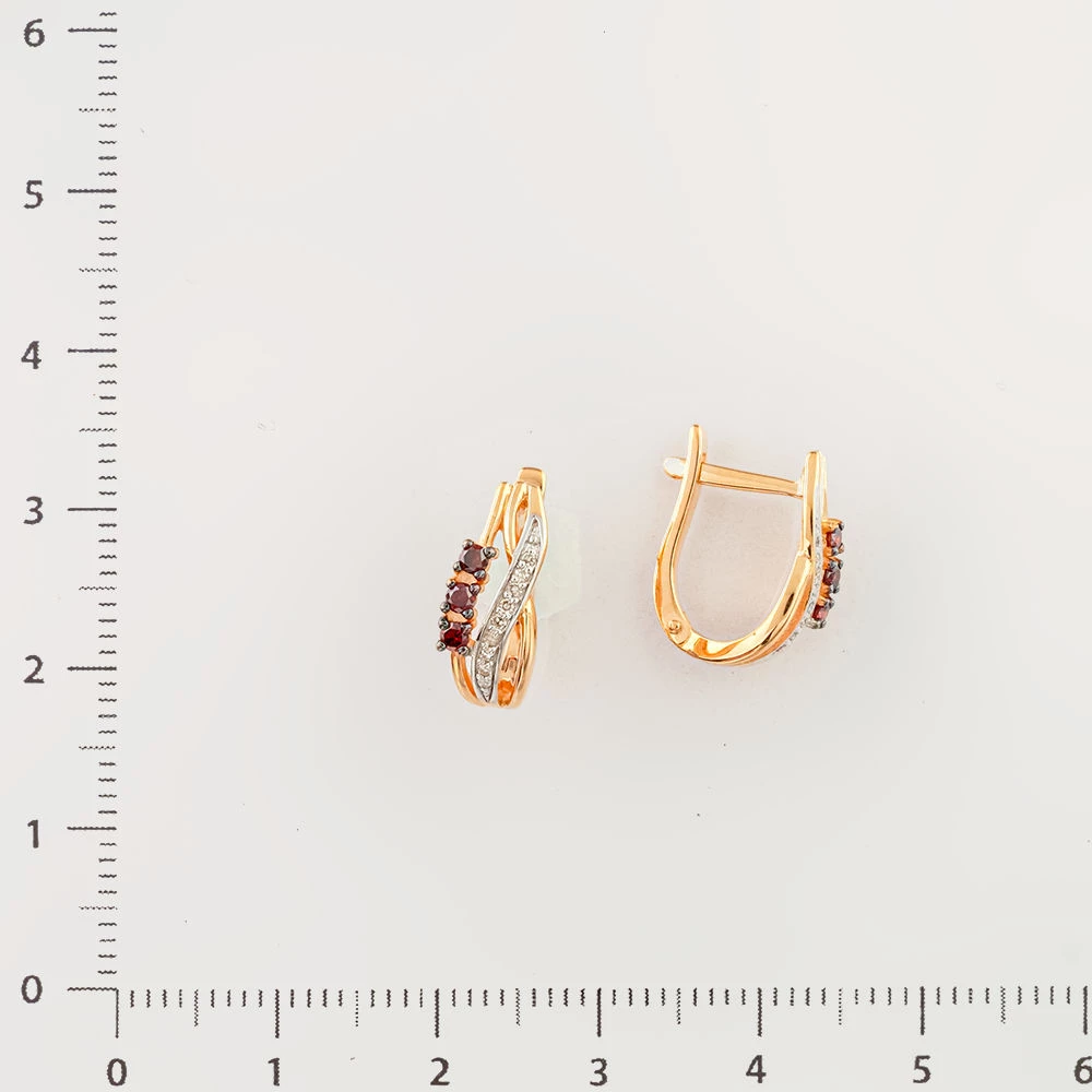 Серьги с гранатом из красного золота 585 пробы