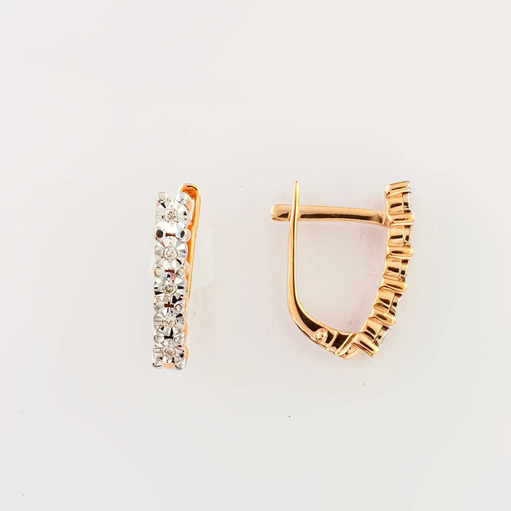 Серьги с бриллиантом из красного золота 585 пробы