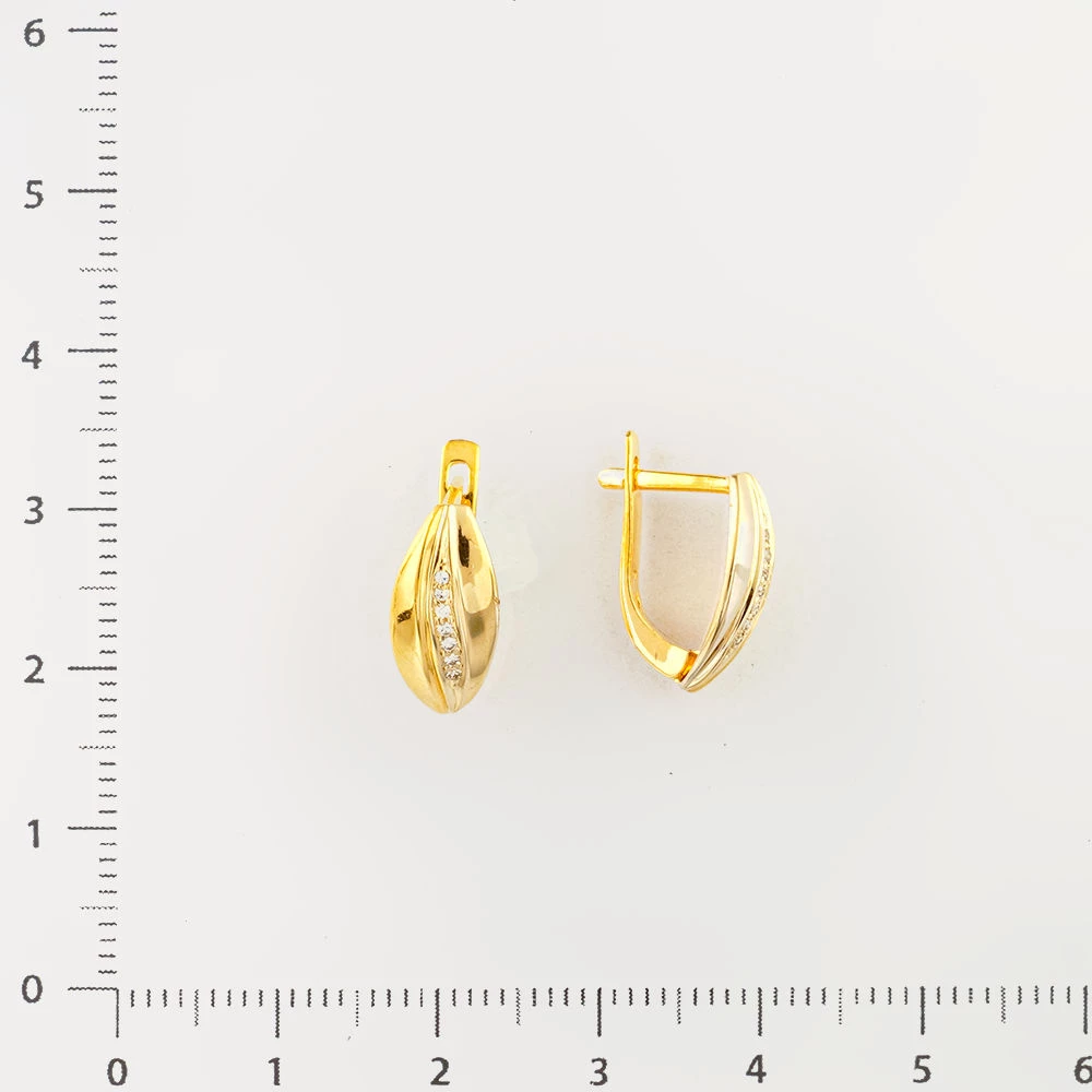 Серьги с бриллиантом из желтого золота 750 пробы