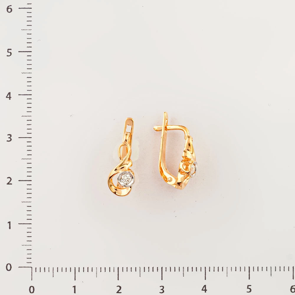 Серьги с бриллиантом из красного золота 585 пробы