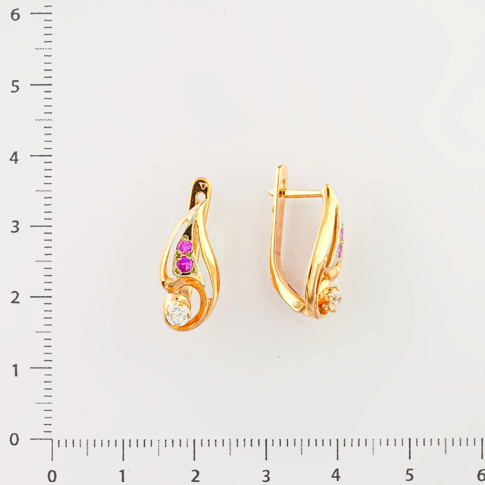 Серьги с рубином из красного золота 585 пробы